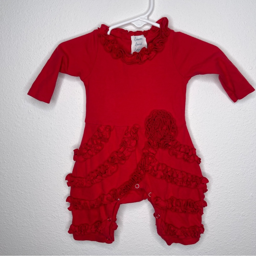 lemon loves lime layette romper sz newborn red